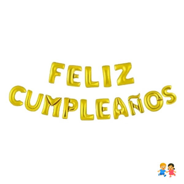Globos Metalizados Letras Feliz Cumpleaños.