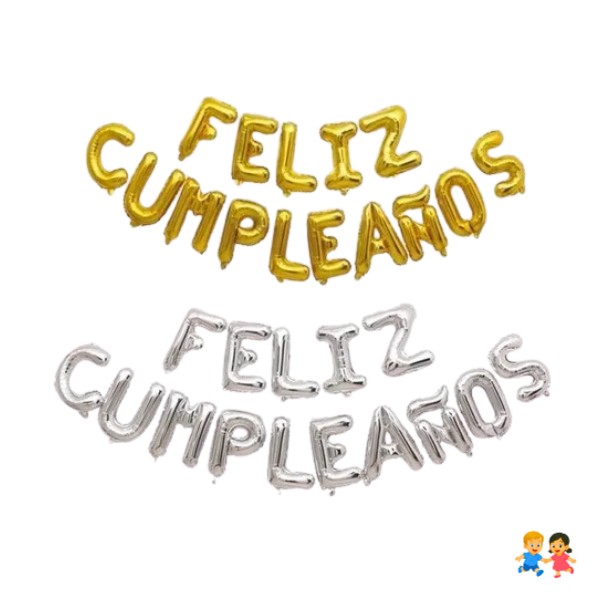 Globos Metalizados Letras Feliz Cumpleaños.