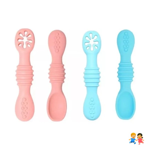 Set De Cucharas Silicona Aprendizaje Bebé Pre-cucharas.