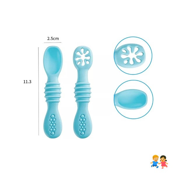 Set De Cucharas Silicona Aprendizaje Bebé Pre-cucharas.