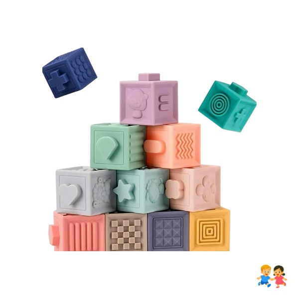 Cubo Mordedor O Bloques Sensoriales Para Bebé 12 Unidades.