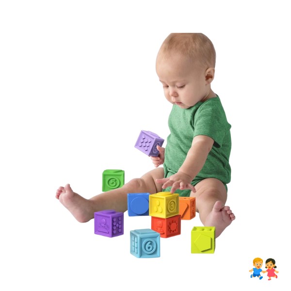 Cubo Mordedor O Bloques Sensoriales Para Bebé 12 Unidades.