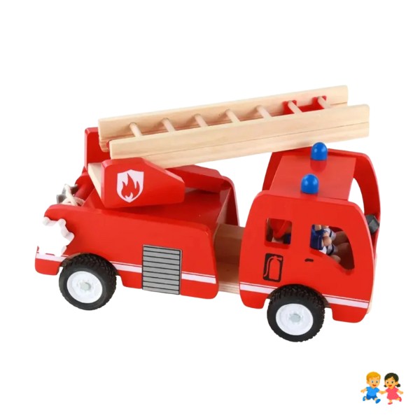 Carro Bomberos Madera Juguete Didáctico Montessori Niños.