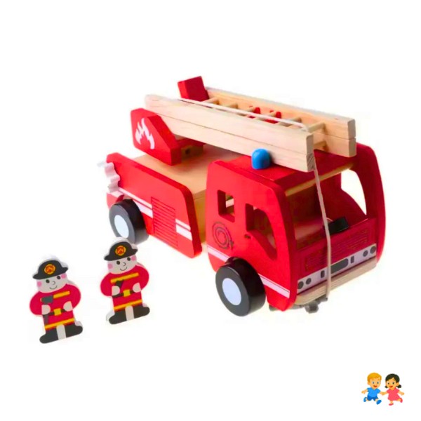 Carro Bomberos Madera Juguete Didáctico Montessori Niños.
