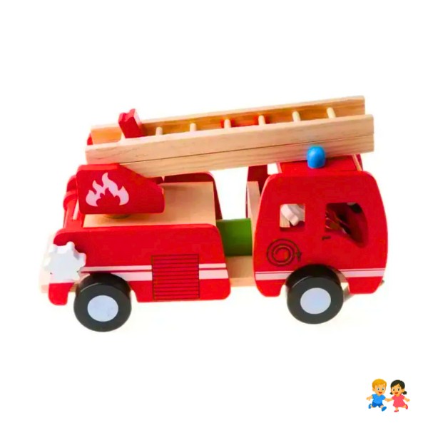 Carro Bomberos Madera Juguete Didáctico Montessori Niños.
