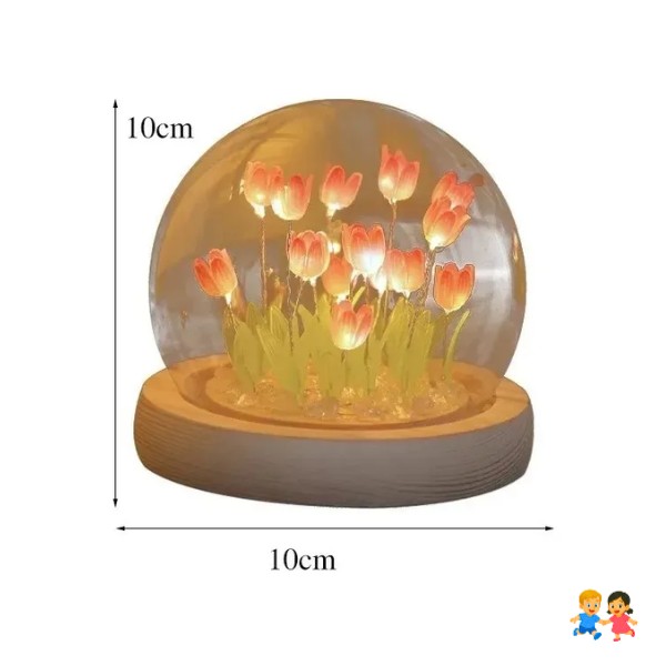 Lámpara De Noche Velador Tulipanes De Flores Eternas Adornos.