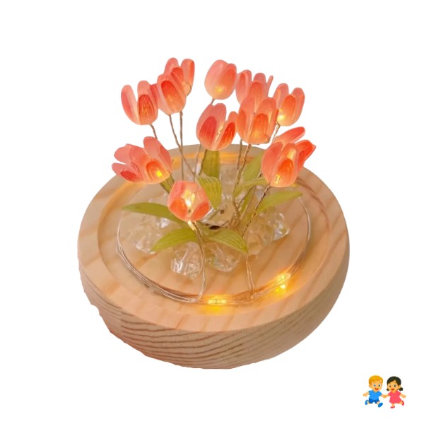 Lámpara De Noche Velador Tulipanes De Flores Eternas Adornos.