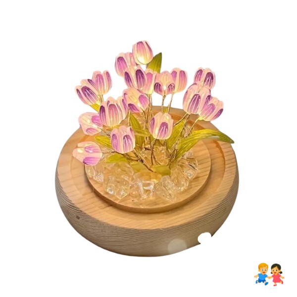 Lámpara De Noche Velador Tulipanes De Flores Eternas Adornos.