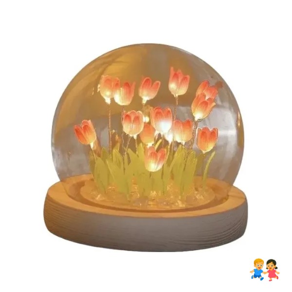 Lámpara De Noche Velador Tulipanes De Flores Eternas Adornos.