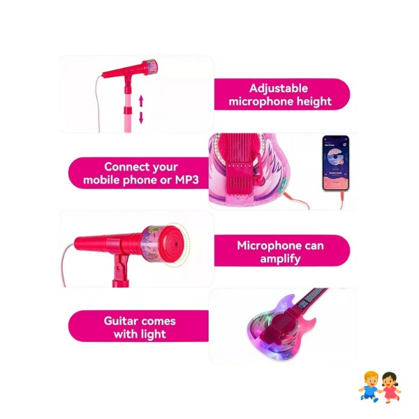 Guitarra Juguete Musical Con Micrófono Karaoke Para Niños
