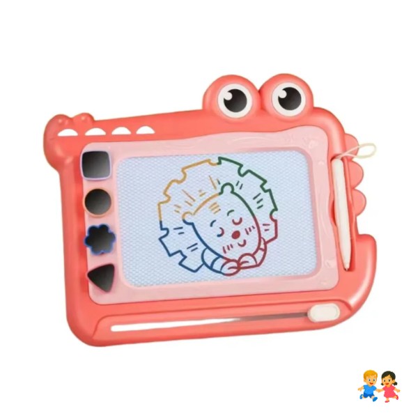 Pizarra Magnética Infantil Mágica Con Soporte Y 4 Sellos Rosa.