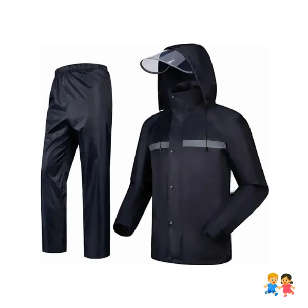 Impermeable Motociclista Negro Reflejantes, traje De Agua.