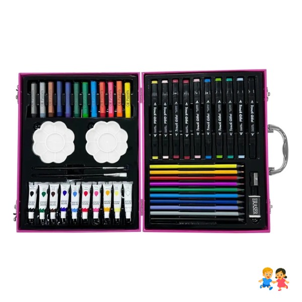 Kit Dibujo Para Niño De 68 Pcs En Maleta Colores