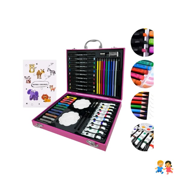 Kit Dibujo Para Niño De 68 Pcs En Maleta Colores