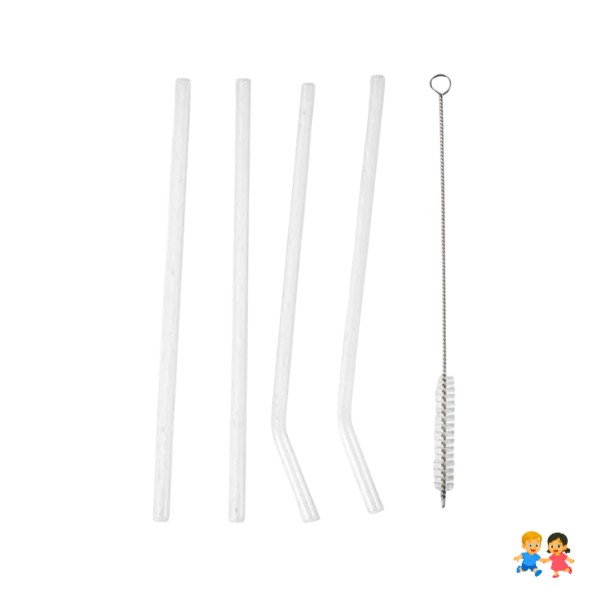 Set De 4 Bombillas Pajillas De Vidrio + 1 Cepillo Varios