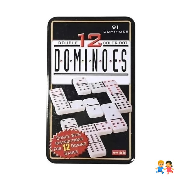 Domino Chancho Juego Dominó Caja Metálica 91 Piezas