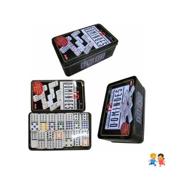 Domino Chancho Juego Dominó Caja Metálica 91 Piezas