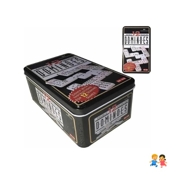 Domino Chancho Juego Dominó Caja Metálica 91 Piezas