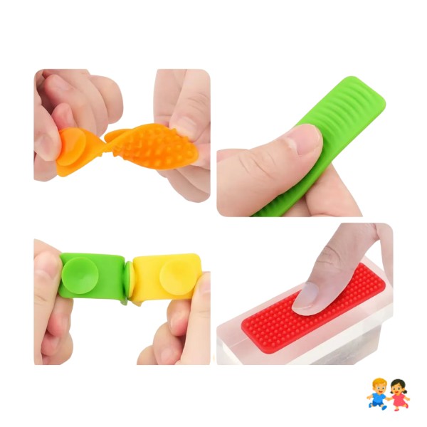 Kit Sensorial De 8 Piezas Antiestrés Con Ventosas Y Textura.