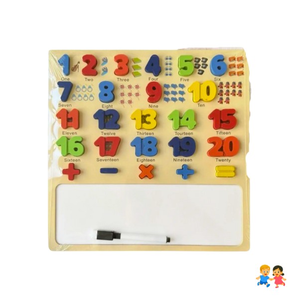 Tabla Encaje Didáctico Madera Número + Pizarra