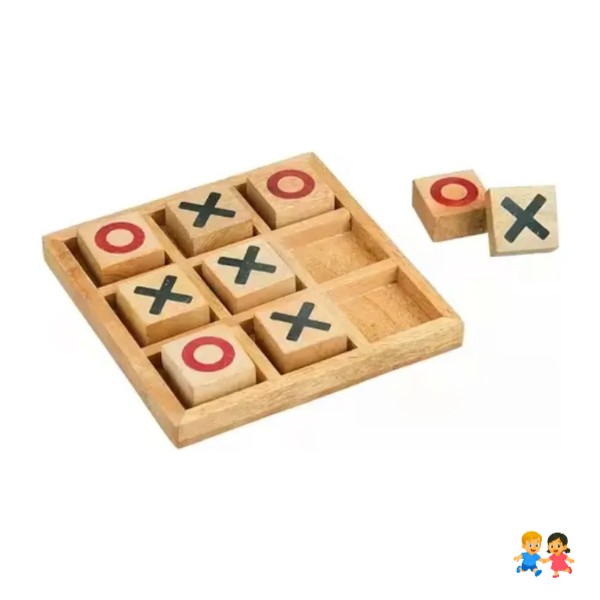 Juego Tres En Raya De Madera Natural Educativo +3 Años.