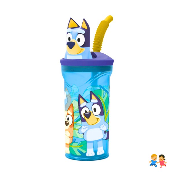 Vaso Con Bombilla 3D Bluey.