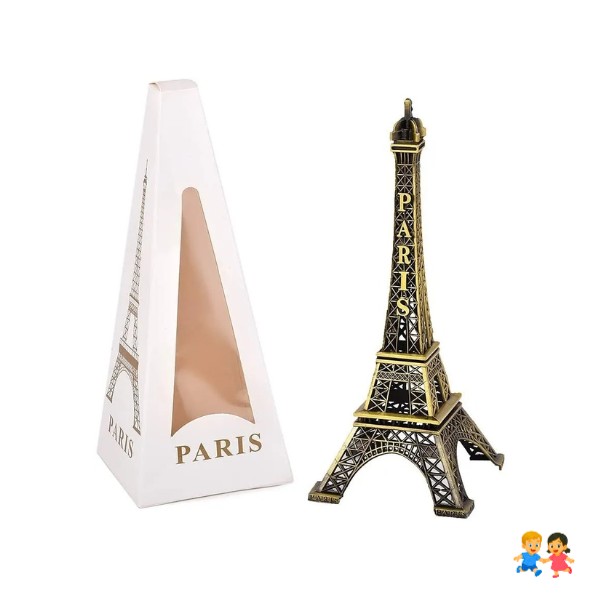 Torre Color Bronce De 22 Cm Adorno Mesa Metal