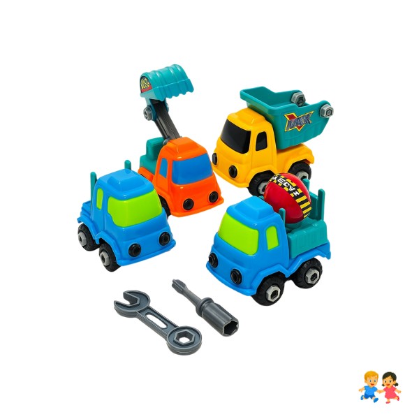 Set Autitos De Construccion Tracción Armable Niños.