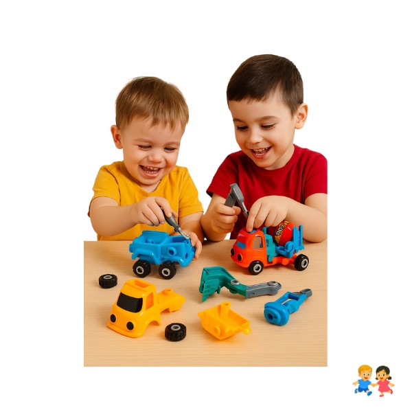 Set Autitos De Construccion Tracción Armable Niños.