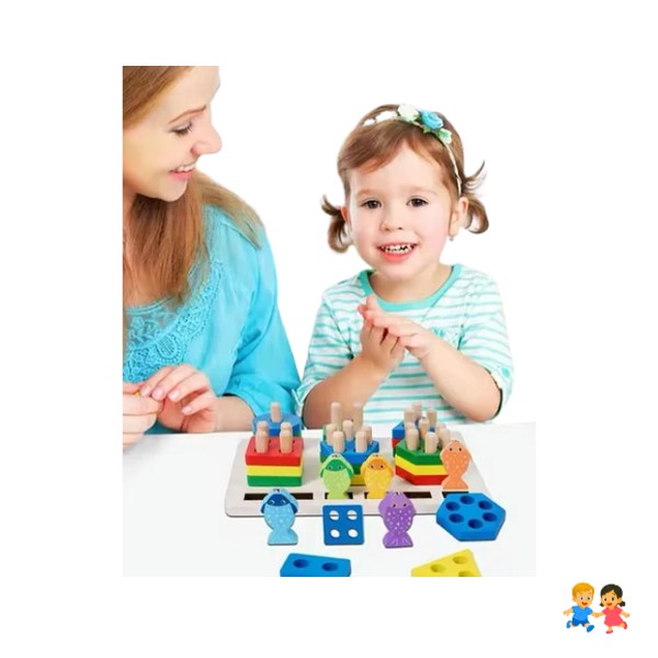 Juego De Pesca Magnético Y Encaje De Madera Juguete Figuras