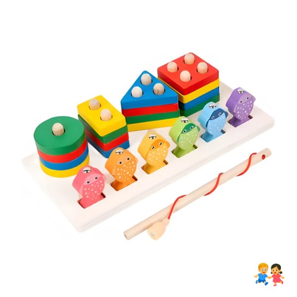 Juego De Pesca Magnético Y Encaje De Madera Juguete Figuras