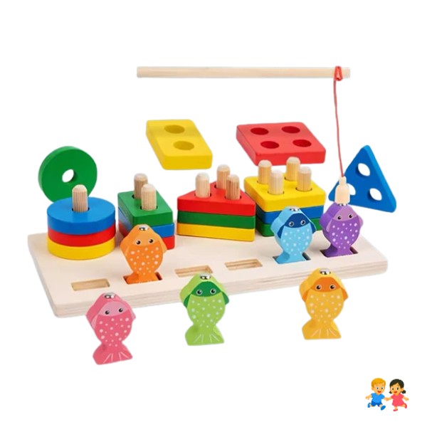 Juego De Pesca Magnético Y Encaje De Madera Juguete Figuras