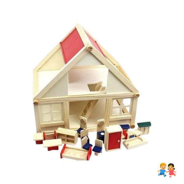 Casa De Muñecas De Madera Y Muebles De Juguete Madera