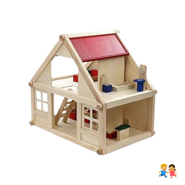 Casa De Muñecas De Madera Y Muebles De Juguete Madera