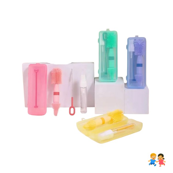 Kit Limpiador De Biberones 4 En 1 Portátil Con Estuche