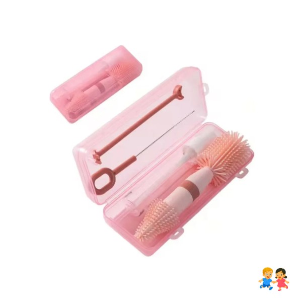 Kit Limpiador De Biberones 4 En 1 Portátil Con Estuche