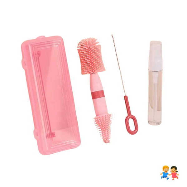 Kit Limpiador De Biberones 4 En 1 Portátil Con Estuche