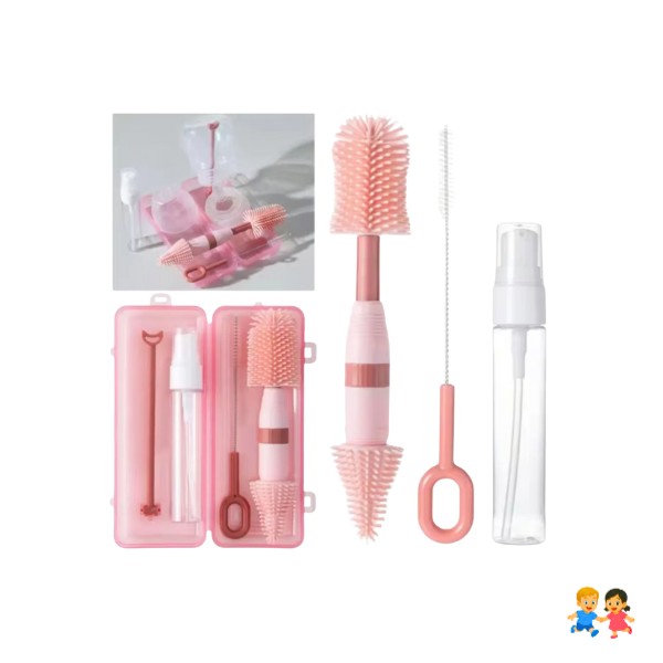 Kit Limpiador De Biberones 4 En 1 Portátil Con Estuche