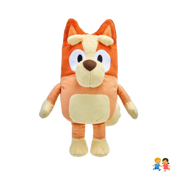 Peluche Suave bingo 30 Cm naranja azulado.