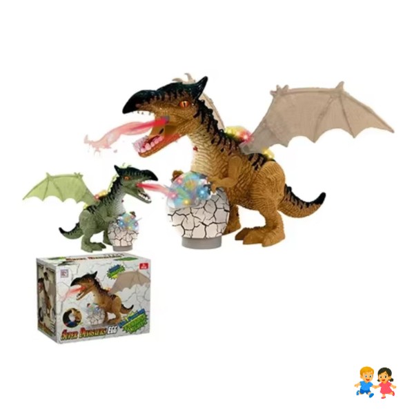 Dinosaurio Con Huevo Camina Sonido Luz y Humo