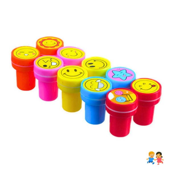 Set 10 Timbres Sellos Infantiles Caritas Motivación Sonrisas