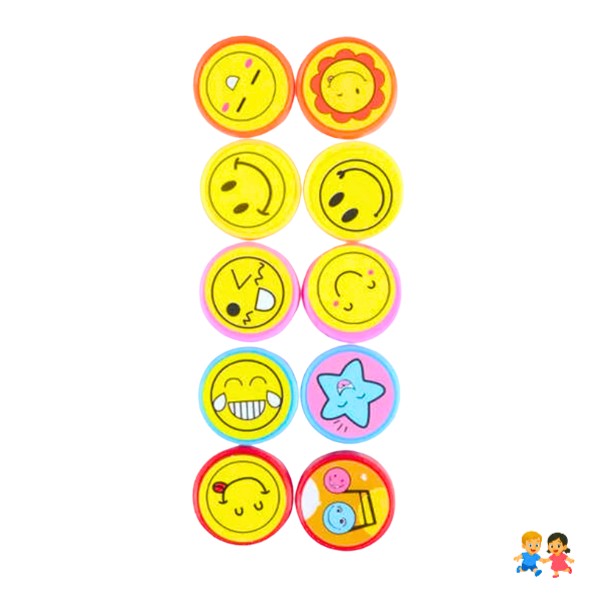 Set 10 Timbres Sellos Infantiles Caritas Motivación Sonrisas