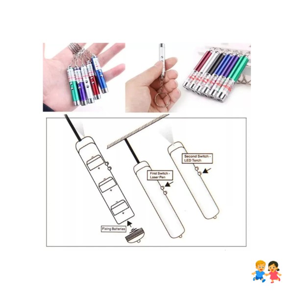 Mini Puntero Láser 3 En 1 Llavero Pilas Incluidas
