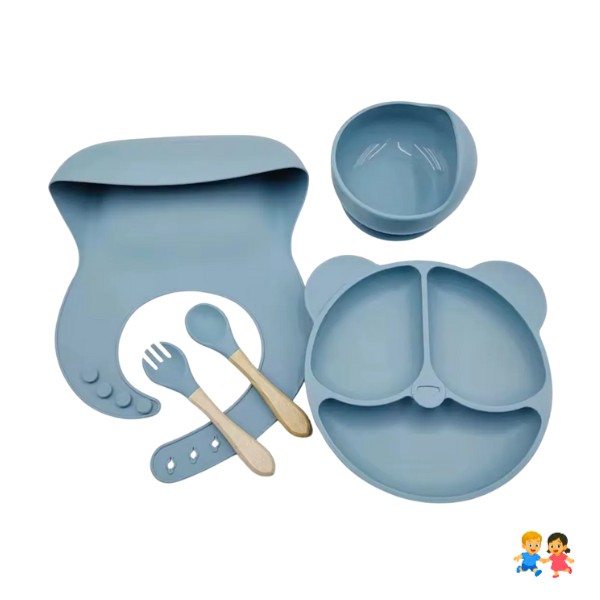 Set De Alimentación De Bebé De Silicona Antideslizante