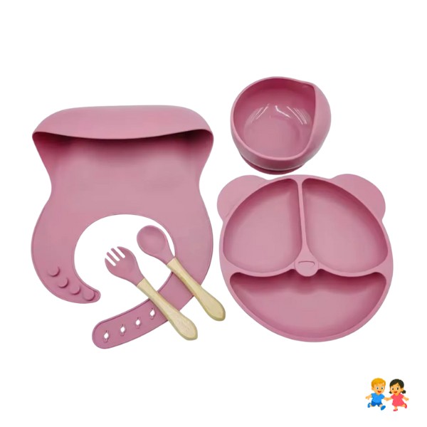 Set De Alimentación De Bebé De Silicona Antideslizante