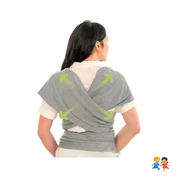 Fular Porta Bebé Semi Elasticado Gris.