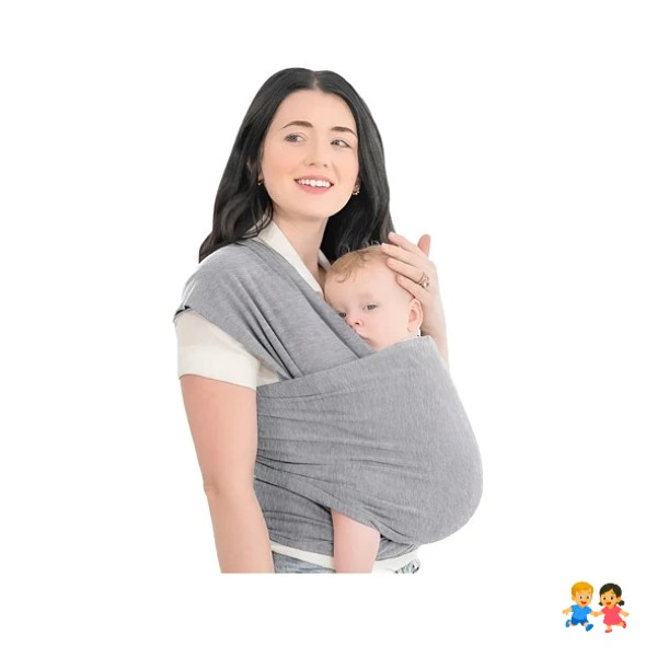 Fular Porta Bebé Semi Elasticado Gris.