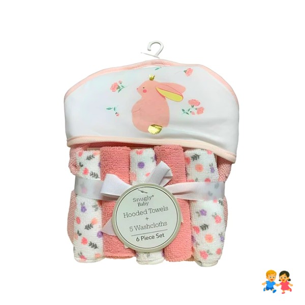 Set Toalla Con 5 Babitas Colores Pasteles