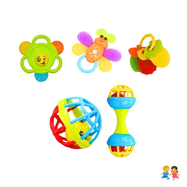Pack X5 Pzs Pelota - Sonajero - Mordedor Sensorial Bebé.