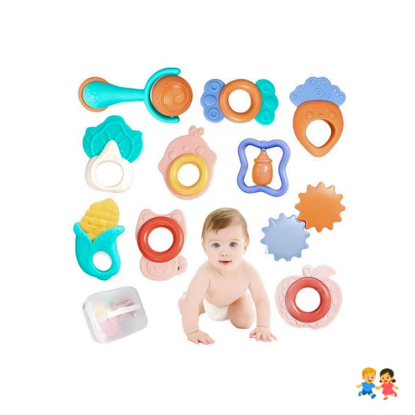 Set 10 De Lindo Sonajeros Y Pelota Mordedora Para Bebés